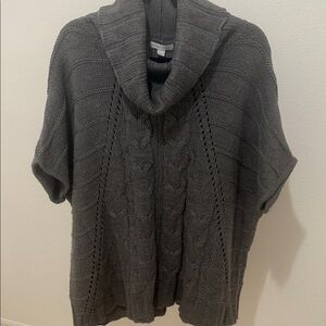 Womens New York & Co Cableknit Cowl Neck Sweater Sz L Gray Fisherman Boho